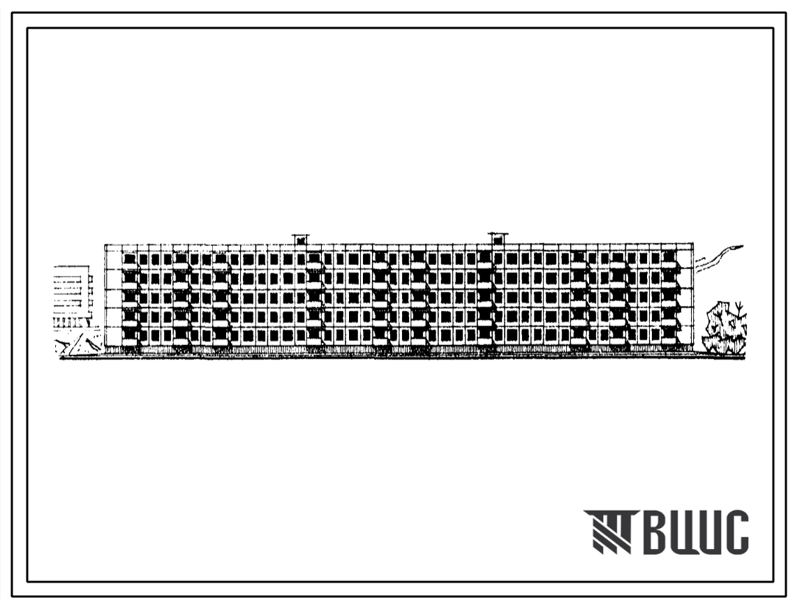 Типовой проект 1-463Д-30 Пятиэтажный восьмисекционный жилой дом с балконами на 129 квартир (однокомнатных-19, двухкомнатных-69, трехкомнатных-31, четырехкомантных-10).