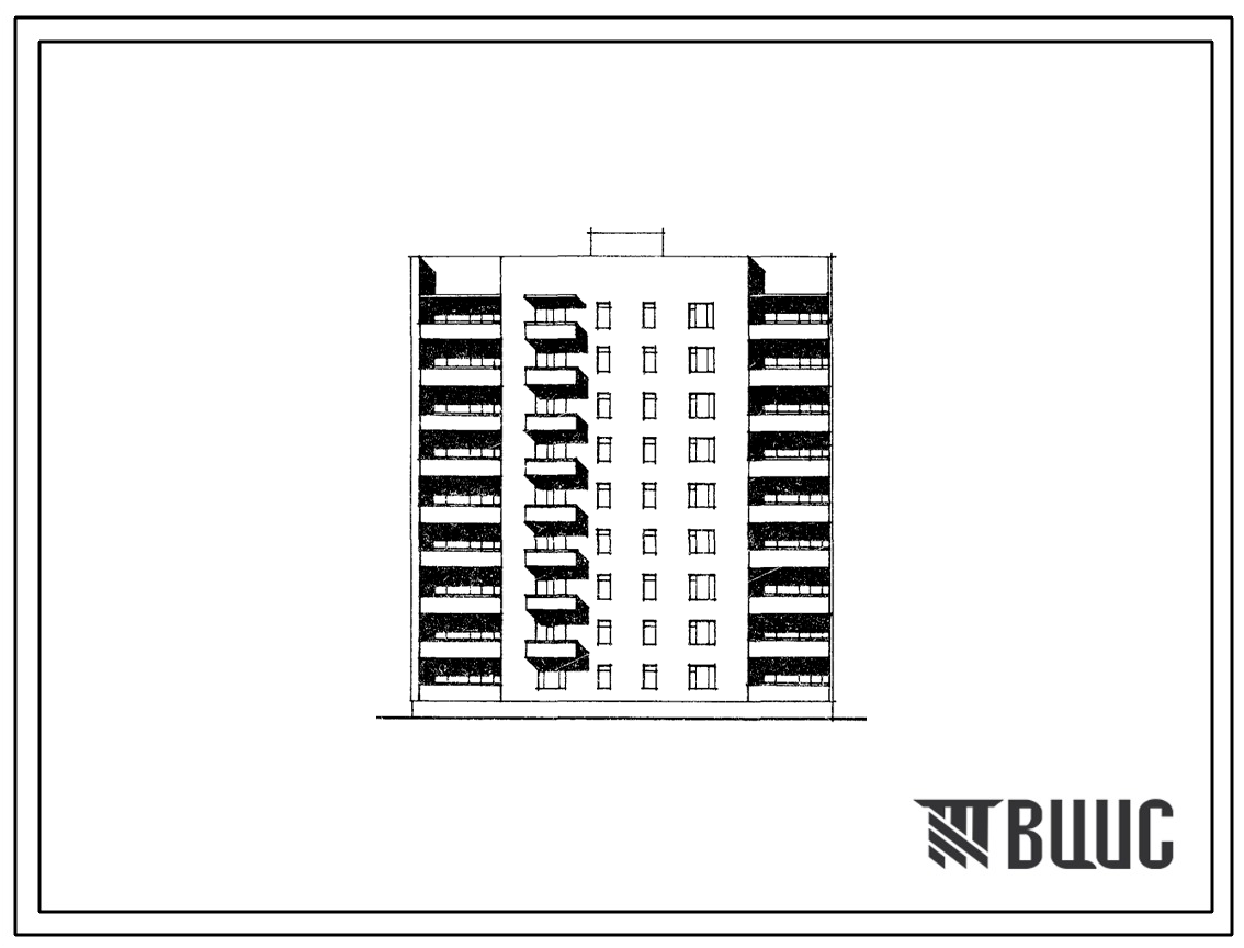 Типовой проект 87-021/75.2 9-этажная торцовая левая блок-секция Р-1Б-2Б-3Б-4Б на 36 квартир