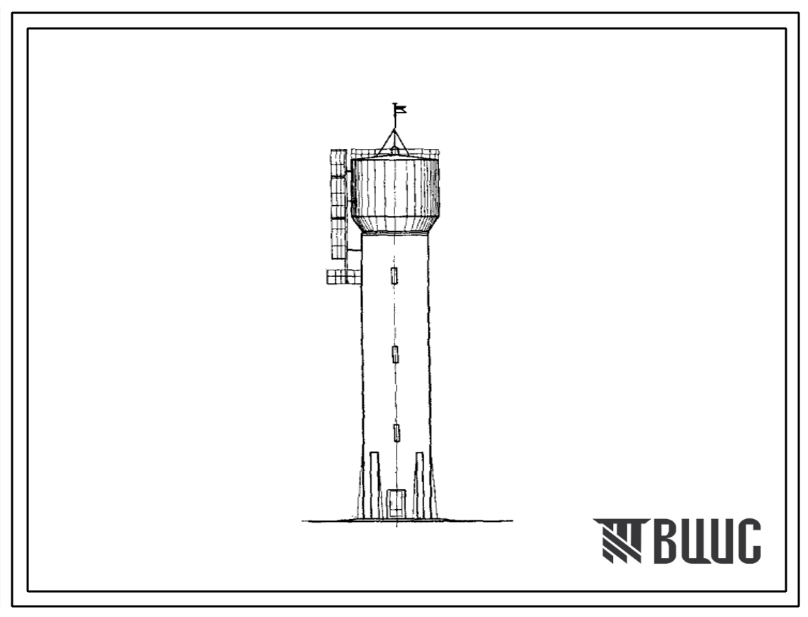 Типовой проект 901-5-22/70 Водонапорные бесшатровые кирпичные башни со стальным баком емкостью 100 м3 высотой до дна бака 12, 15, 18, 21, 24 м