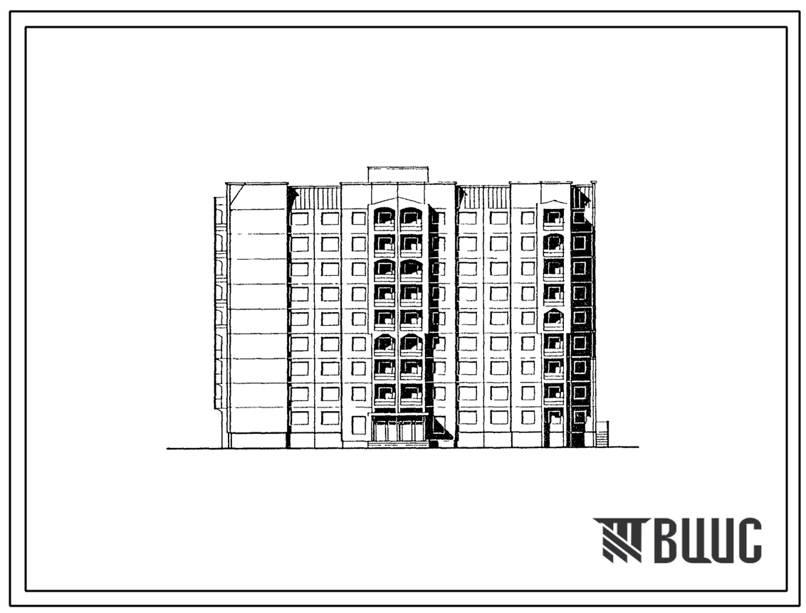 Типовой проект 90-0292.2.13.89 Блок-секция общежития 9-этажная на 322 места торцевая левая (для строительства в г. Омске и Омской области) Конструктивный вариант свайных фундаментов N=350 kH