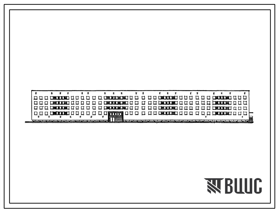 Типовой проект 164-80-27м 4-этажное 4-секционное общежитие на 524 места со стенами из кирпича для строительства в 1 строительно-климатической зоне в районах с вечномерзлыми грунтами.