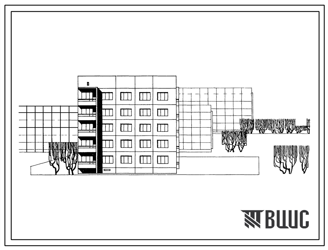 Типовой проект 480А-059 5-этажная 15-квартирная блок-секция торцевая правая  для строительства в 3Б, 3В климатических подрайонах Украинской ССР, на неравномерно сжимаемых грунтах, на просадочных грунтах