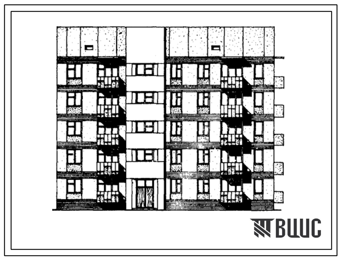 Типовой проект 114-043с/1 Блок-секция 5-этажная угловая правая на 19 квартир (двухкомнатных 2А-5, 2Б-13, трёхкомнатных 3Б-1). Для строительства в 1В,2А климатических подрайонах сейсмичностью 9 баллов.