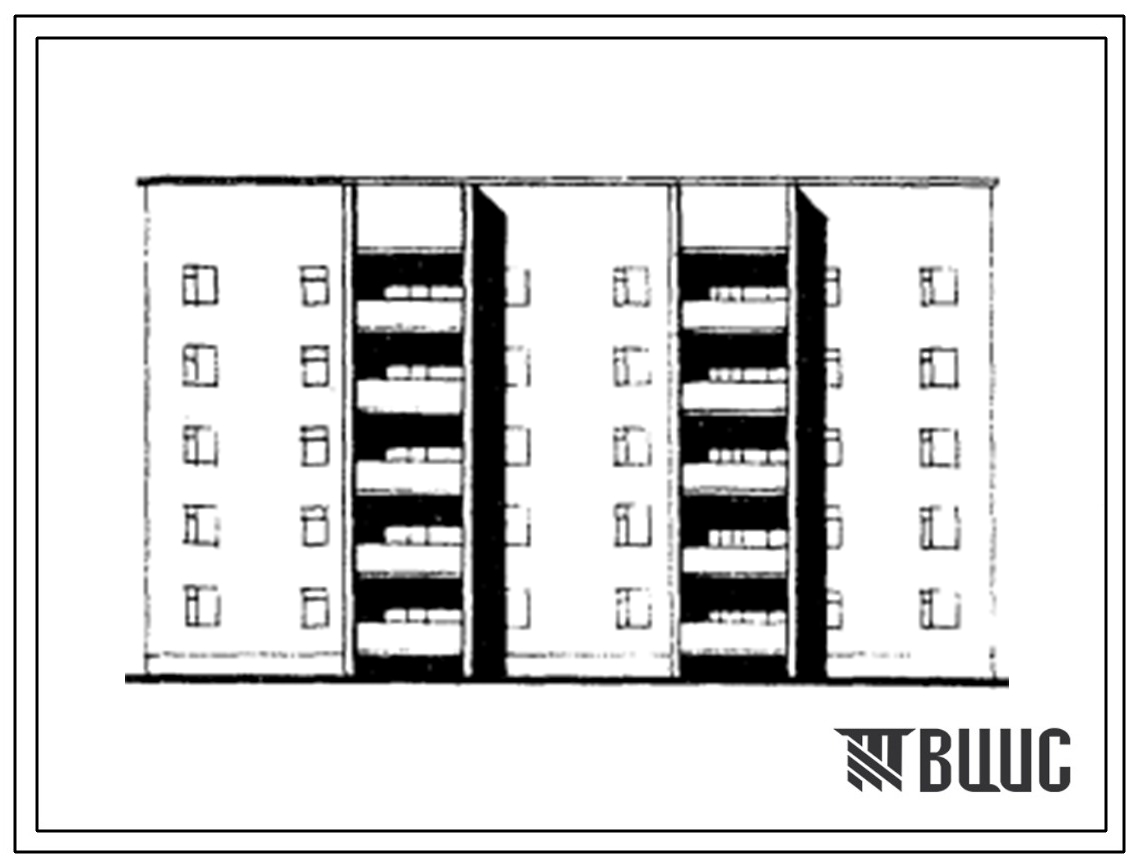 Типовой проект 86-041.13.86 Блок-секция 5-этажная 29-квартирная рядовая 1Б-2Б-2Б - 1Б-2Б-2Б (для строительства в Коми АССР)