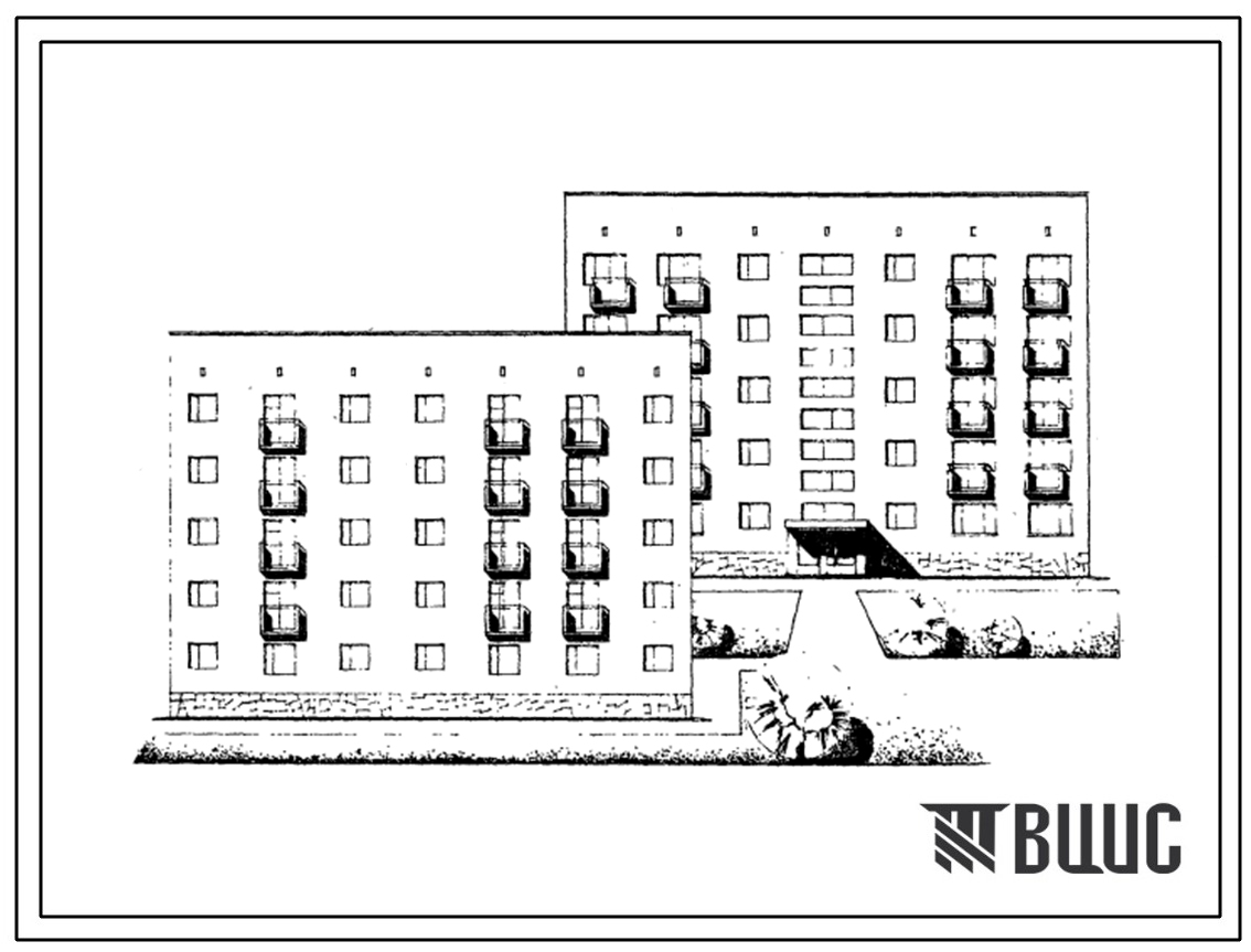 Типовой проект 87-086/1 Пятиэтажная блок-секция для малосемейных на 30 квартир (1А-1А-1А-1Б-1Б-2А)