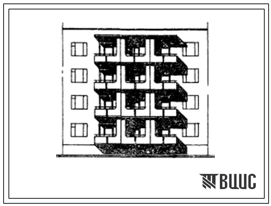 Типовой проект 175-01с.84 Блок-секция 4-этажная 12-квартирная 2Б.2Б.2Б рядовая с торцевыми окончаниями. Для строительства во 2 климатическом районе Киргизской ССР сейсмичностью 8 баллов.