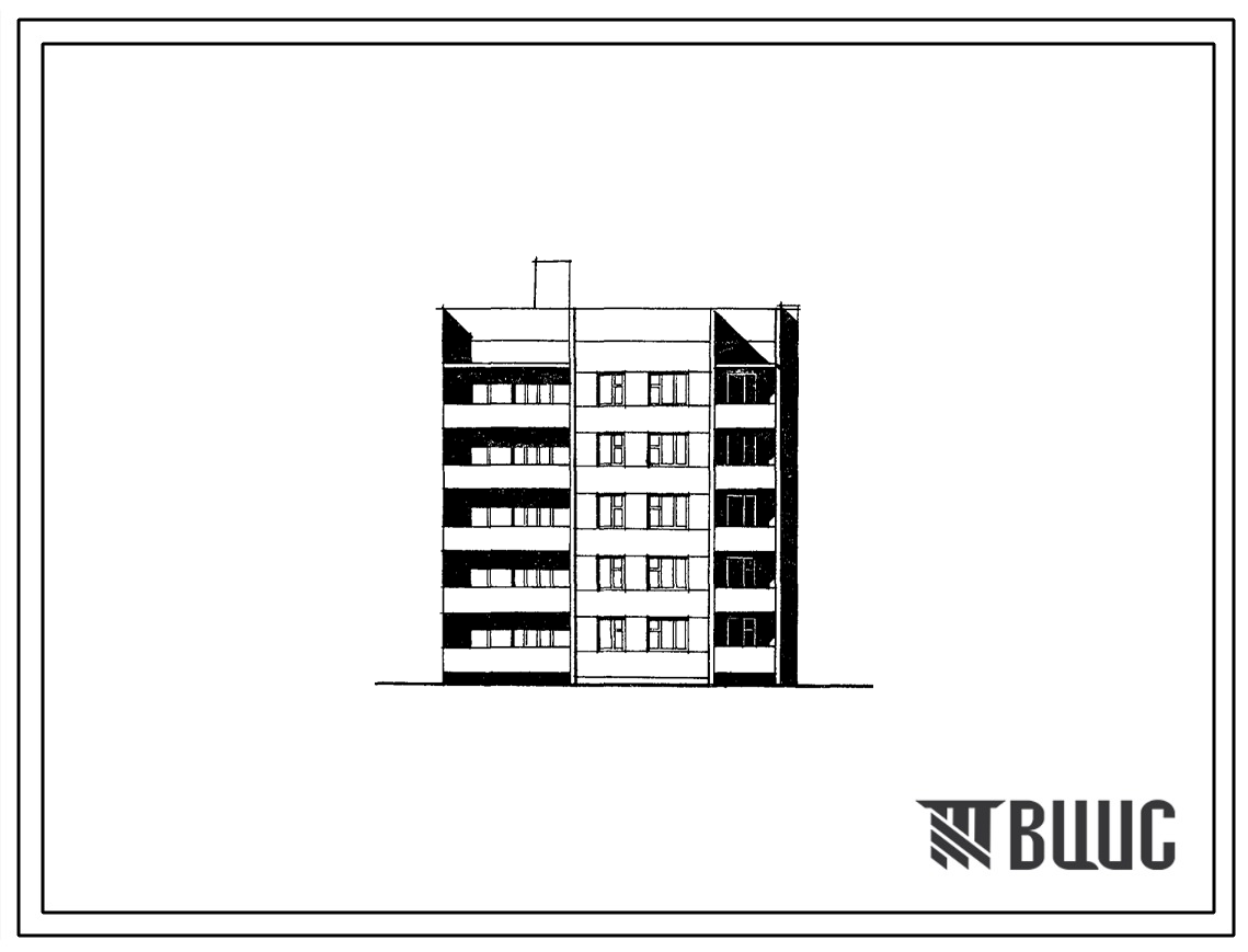 Типовой проект 88-022/1.2 5-этажная торцевая правая блок-секция 1Б-2Б-3Б на 15 квартир. Для строительства во 2В климатическом подрайоне Белорусской ССР.