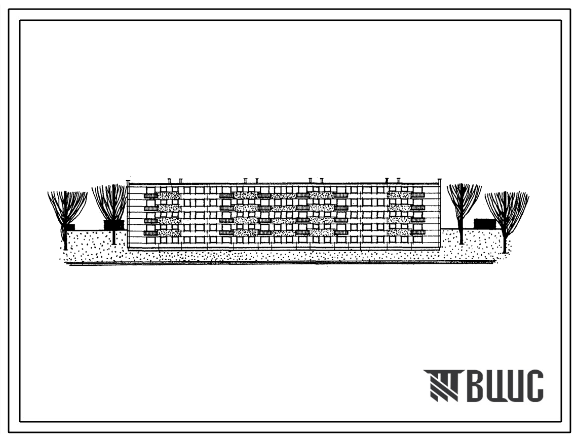 Типовой проект 1-335Д-35 Пятиэтажный четырехсекционный крупнопанельный жилой дом на 70 квартир (однокомнатных  10, двухкомнатных  30, трехкомнатных  20, четырехкомнатных  10).