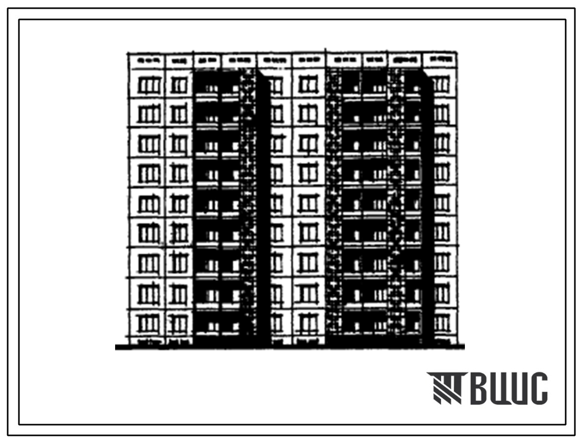 Типовой проект 105-060с/1 Девятиэтажная 45-квартирная блок-секция 3Б.3Б.-3Б.1Б.1Б. (торцевая правая).