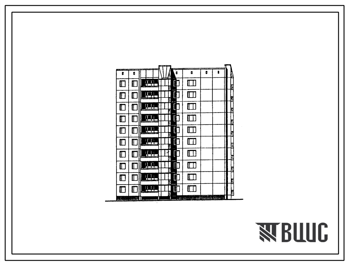 Типовой проект 97-0428с.13.90 Блок-секция 10-этажная 40-квартирная торцевая угловая правая 2-2-3-3 (для строительства в г. Ангарске)