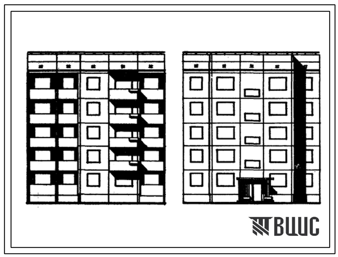 Типовой проект 94-05/1 Пятиэтажная крупнопанельная рядовая блок-секция на 15 квартир, правая (Р.1Б-2Б-3Б)