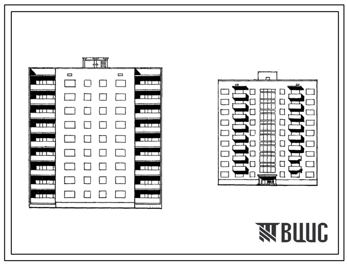 Типовой проект 87-019/75 Девятиэтажная рядовая блок-секция на 36 квартир (Р-2Б.2Б.3Б.3Б)