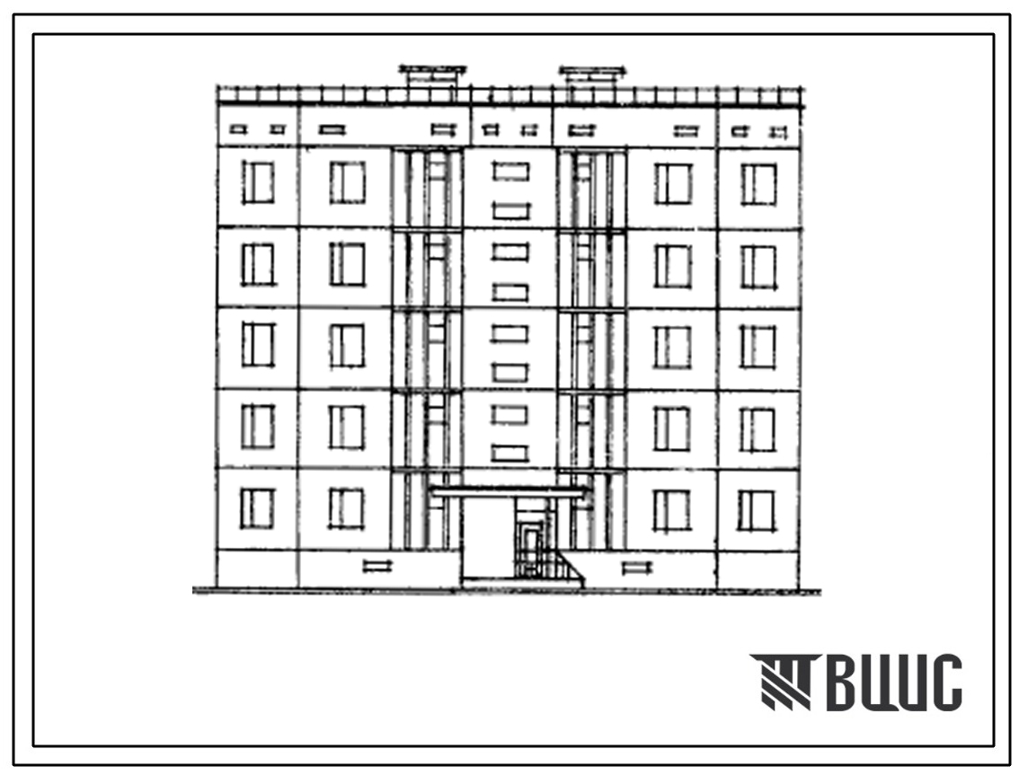 Типовой проект 135-0225.83 Блок-секция пятиэтажная рядовая с торцевыми окончаниями на 10 квартир. Для строительства в 4Г климатическом подрайоне с пыльными бурями (г.Гурьев)