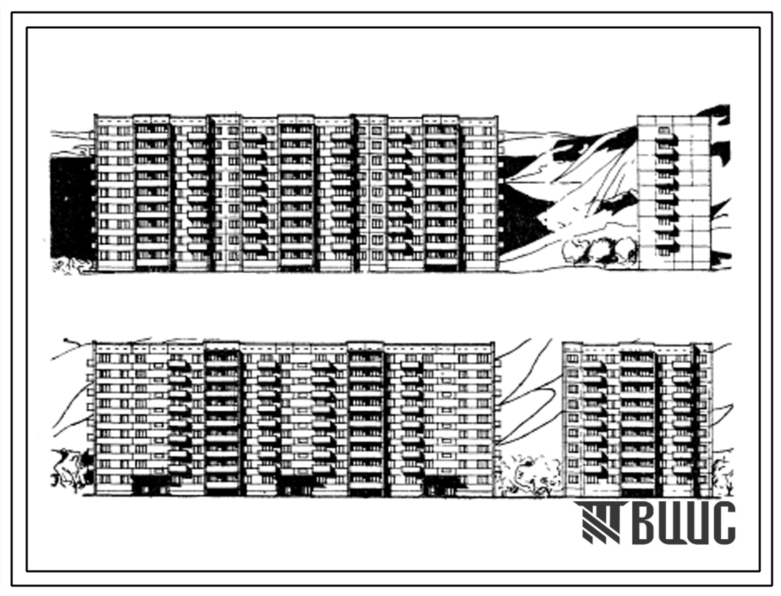 Типовой проект 125-017 Девятиэтажная блок-секция торцовая левая на 27 квартир (двухкомнатных 2Б-9; трехкомнатных 3Б-9; пятикомнатных 5А-9).