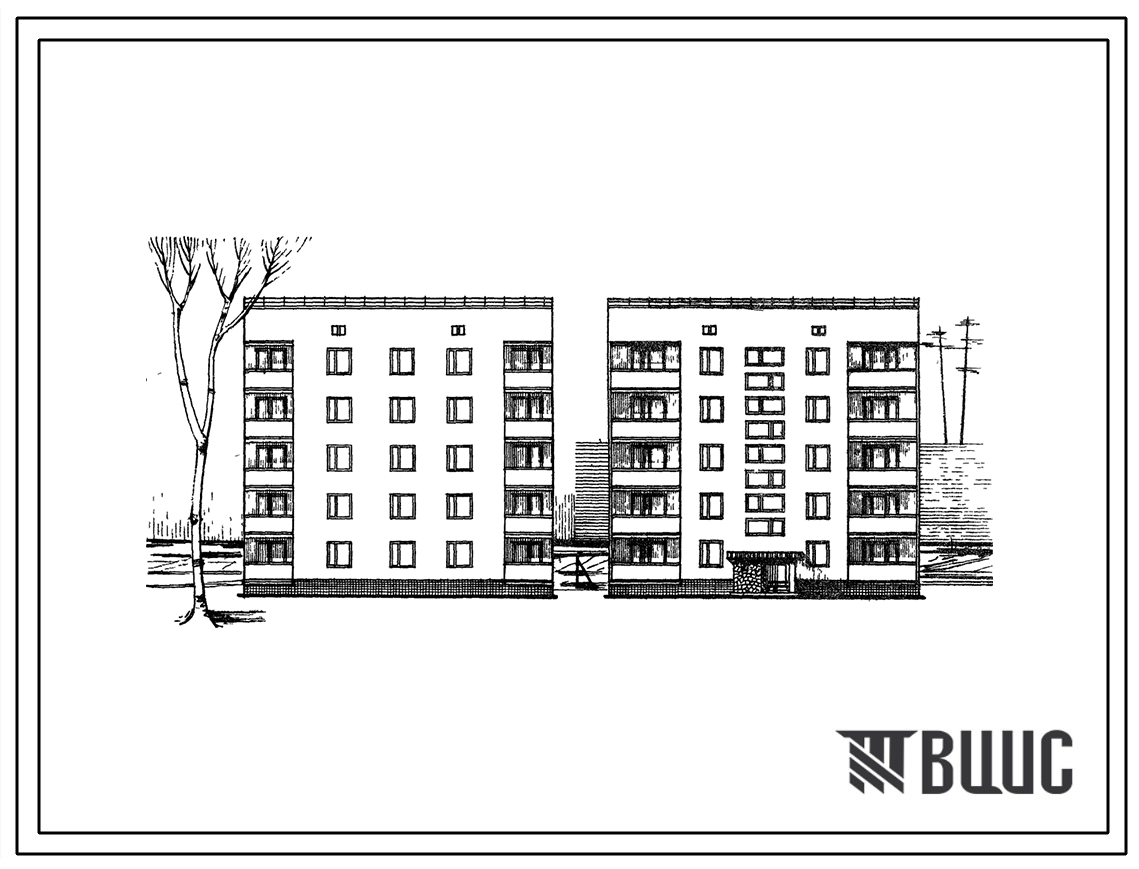 Типовой проект 87-044п Блок-секция пятиэтажного дома рядовая на 10 квартир (трехкомнатных-5, четырехкомнатных-5) для строительства на просадочных грунтах. Стены из кирпича.