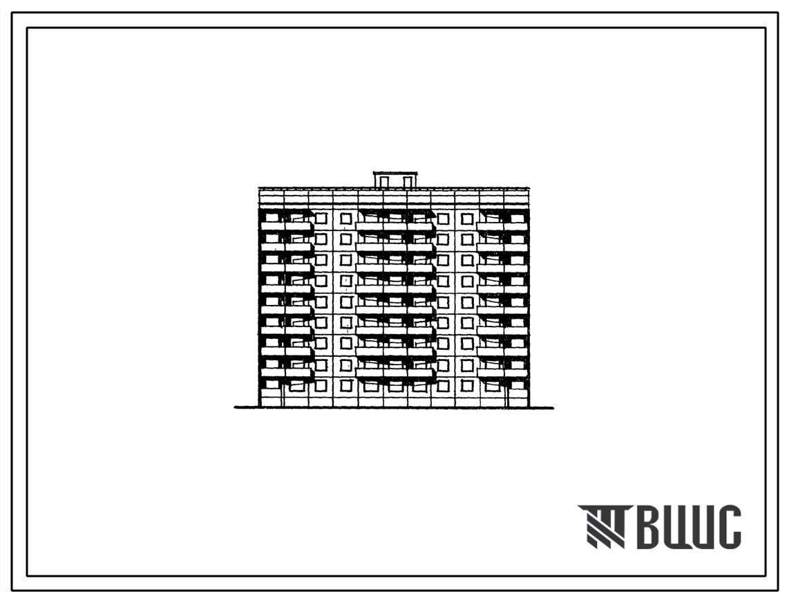 Типовой проект 94-057 Девятиэтажная блок-секция для малосемейных на 90 квартир (однокомнатных 1А-36, 1Б-45; двухкомнатных 2Б-9). Для строительства во II климатическом районе Украинской ССР.