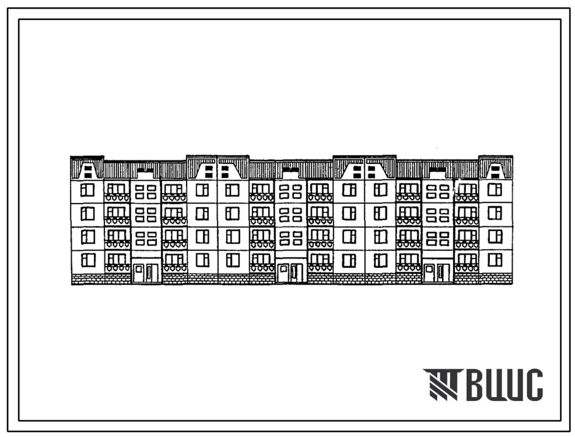 Типовой проект 111-210-57.13.90 Четырехэтажный секционный 32-квартирный жилой дом с квартирами 1-2-3-4 (для строительства в Белорусской ССР)
