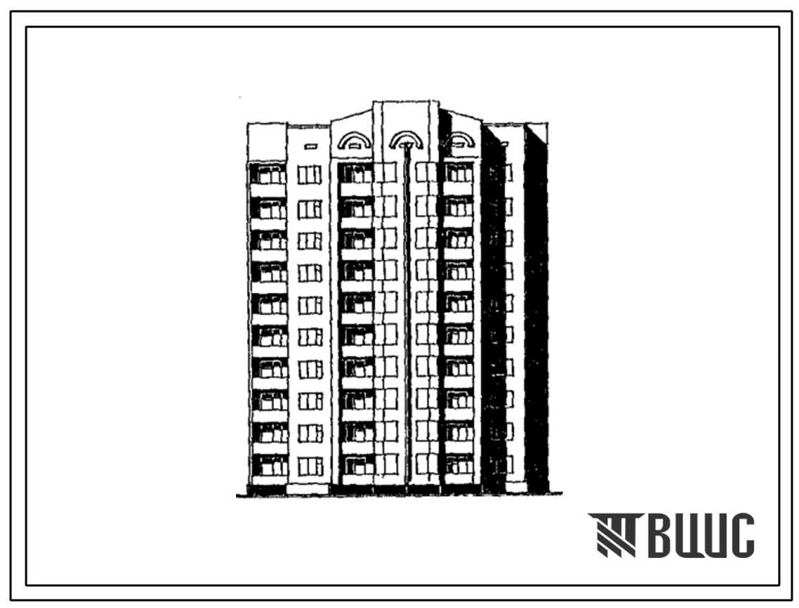 Типовой проект 236-011.13.90 Блок-секция угловая правая 10-этажная 40-квартирная 2.2.3.4 для строительства в центральных районах УССР