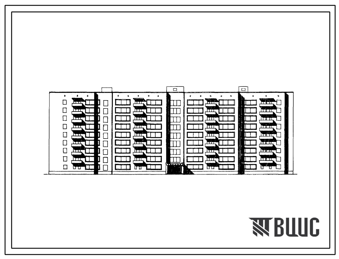 Типовой проект 164-87-125пв/1 Девятиэтажное общежитие для рабочих и служащих на 608 человек (кирпичное). Для строительства во IIВ, IIIБ и IIIВ климатических подрайонах, на просадочных грунтах и над горными выработками.