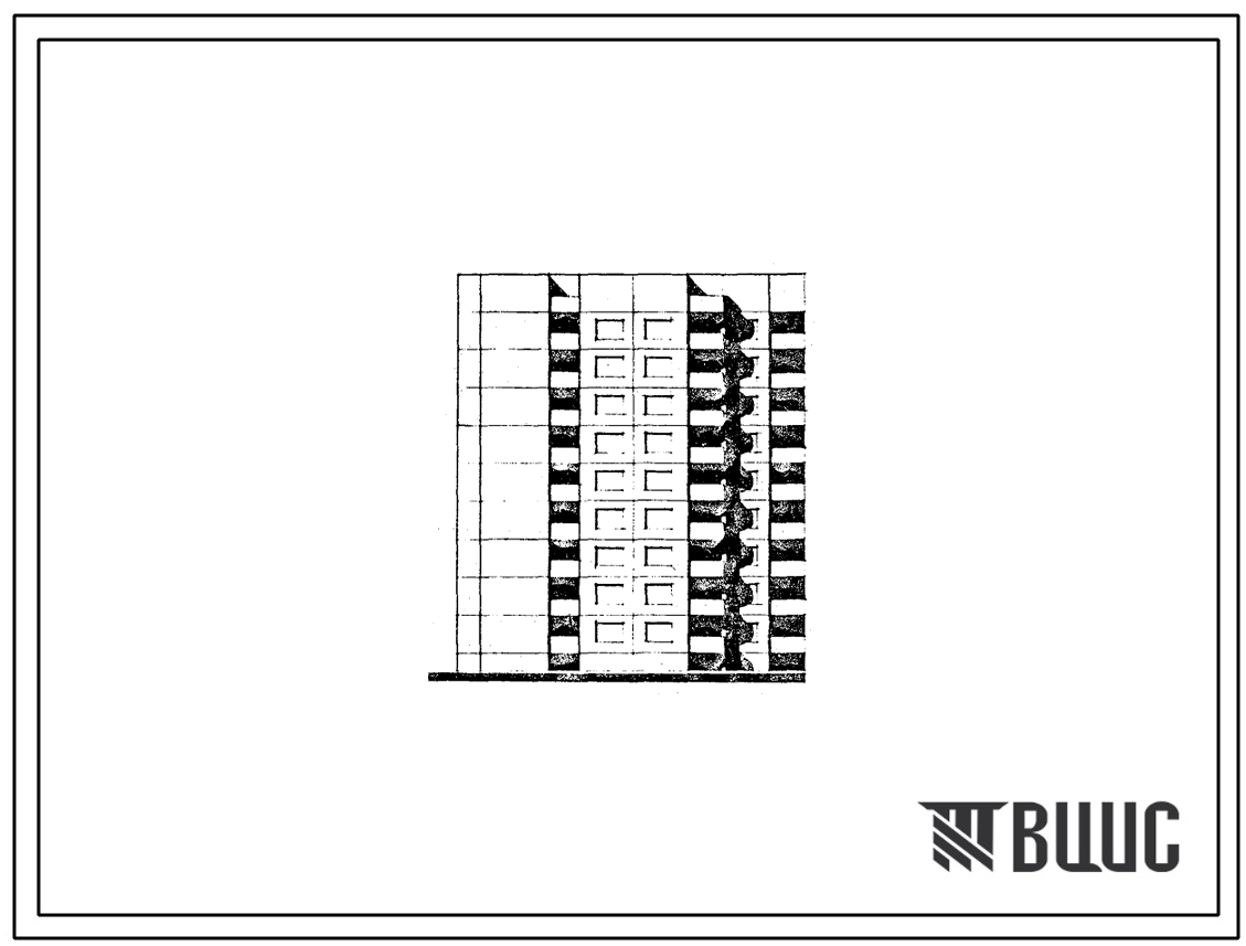 Типовой проект 90-062.85 9-этажная торцевая блок-секция на 36 квартир 2Б.2Б.3Б.3Б (правая). Для строительства во 2В климатическом подрайоне Белорусской ССР.