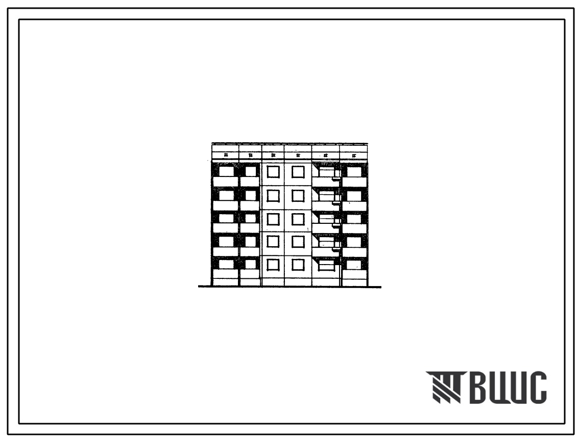 Типовой проект 94-08/1 Блок-секция 5-этажная 15-квартирная рядовая правая, с торцевыми окончаниями 2Б-3А-3Б 