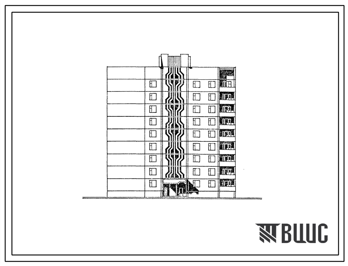 Типовой проект 90-0126.13.87 Блок-секция 9-этажная 36-квартирная торцевая (правая) для строительства в Тамбовской области