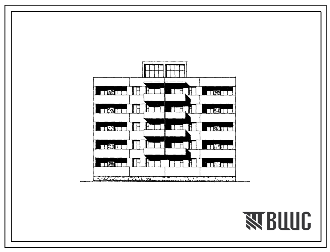 Типовой проект 72-010с Пятиэтажная блок-секция рядовая правая на 19 квартир (однокомнатных 1А-5; двухкомнатных 2А-4; четырехкомнатных 4Б-4; пятикомнатных 5Б-6). Для строительства в 1А климатическом подрайоне Тувинской АССР сейсмичностью 7 и 8 баллонов