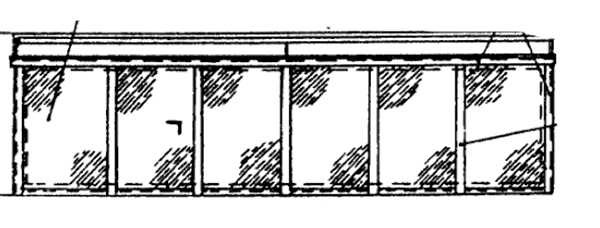 Серия Шифр 110-84 Фонари зенитные с размерами светового проема 1,5х5,9 м со стальными переплетами. Выпуск 1 Фонарь зенитный глухой с двухслойными стеклопакетами. Рабочие чертежи