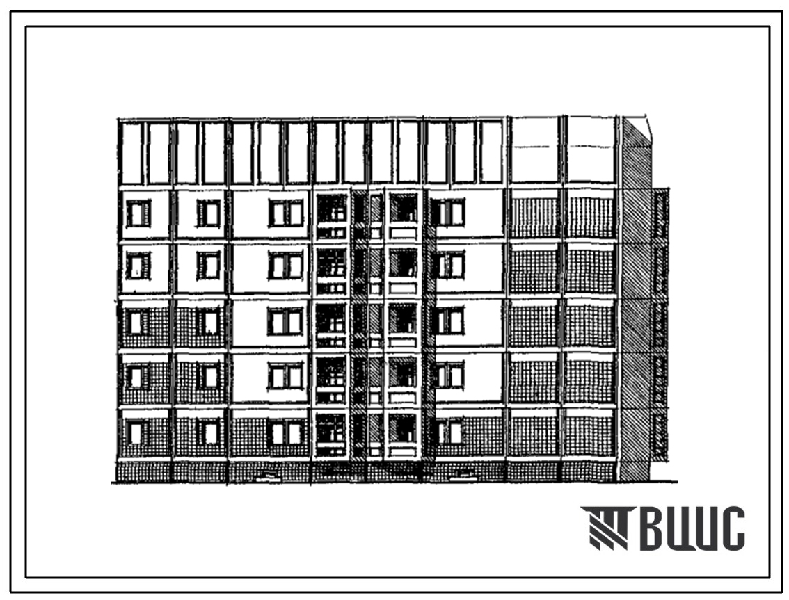 Типовой проект 97-0400м.13.89 Блок-секция 5-этажная 20-квартирная торцевая правая 2-3-3-3 (для строительства в пос. Синегорье и других районах Магаданской области)