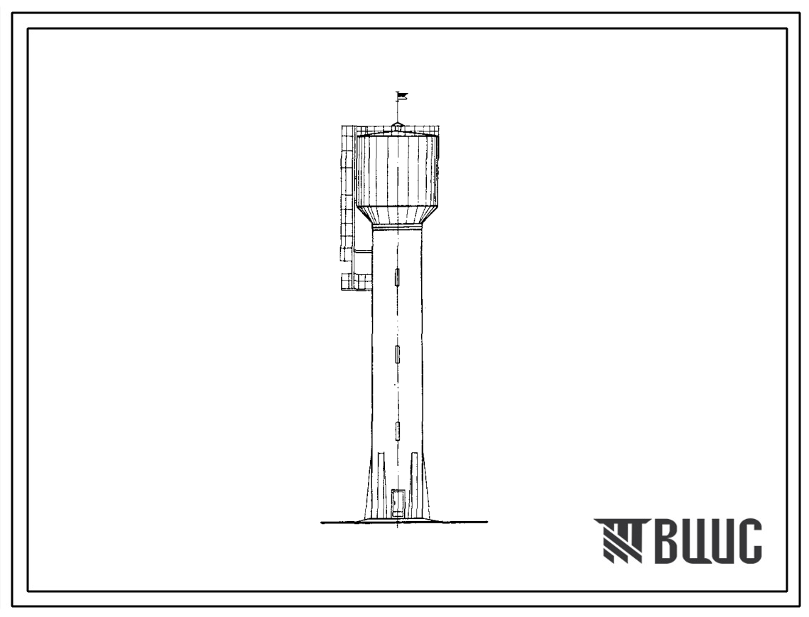 Типовой проект 901-5-23/70 Водонапорные бесшатровые кирпичные башни со стальным баком емкостью 200 м3 высотой до дна бака 12, 15, 18, 21, 24 м