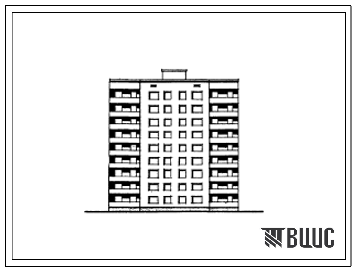 Типовой проект 87-092/1 Девятиэтажная унифицированная блок-секция на 36 квартир с набором квартир (двухкомнатных 2Б-19; трехкомнатных 3А-8, 3Б-9).
