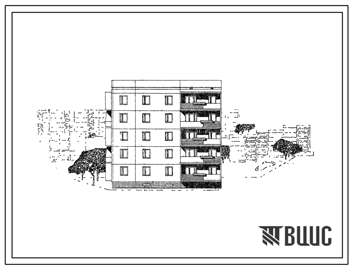 Типовой проект 96-05 5-этажная блок-секция, торцевая левая на 15 квартир.