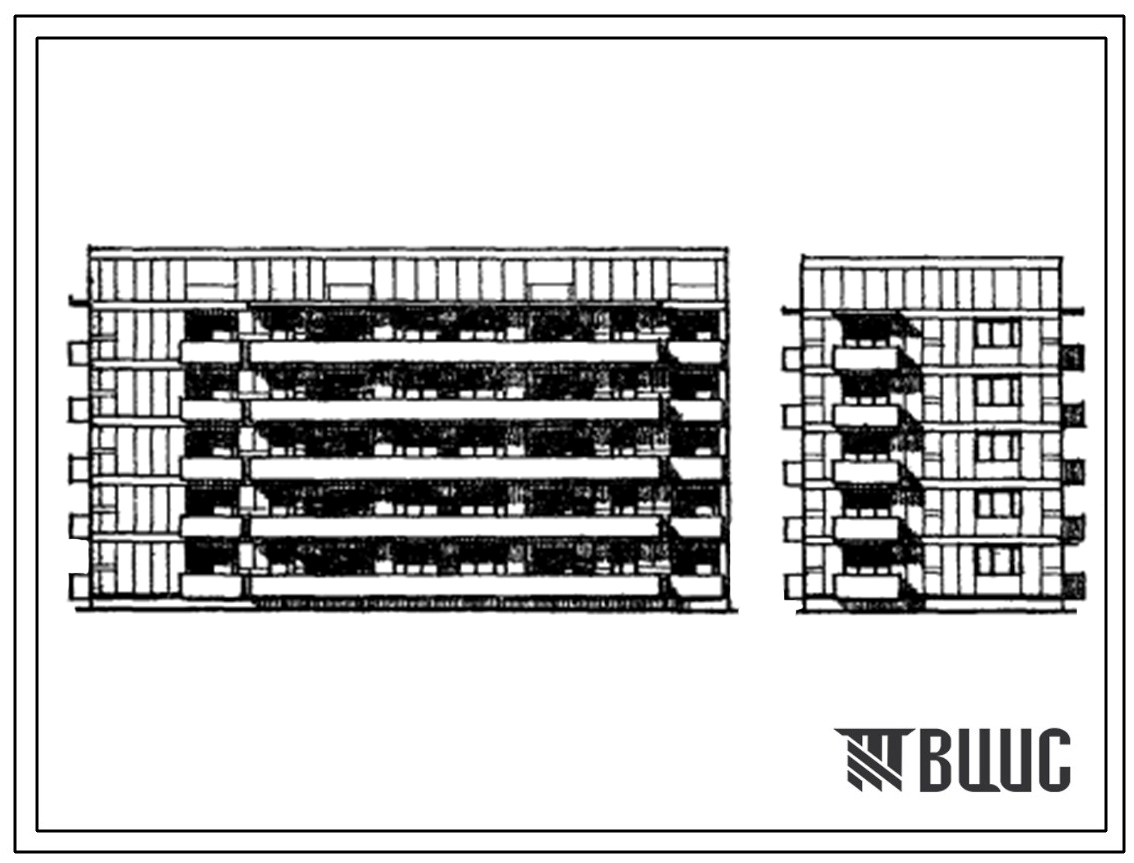 Типовой проект 67-018С Двойная блок-секция пятиэтажного жилого дома торцовая на 25 квартир 1Б.2Б.3Б-2Б.3Б (левая)