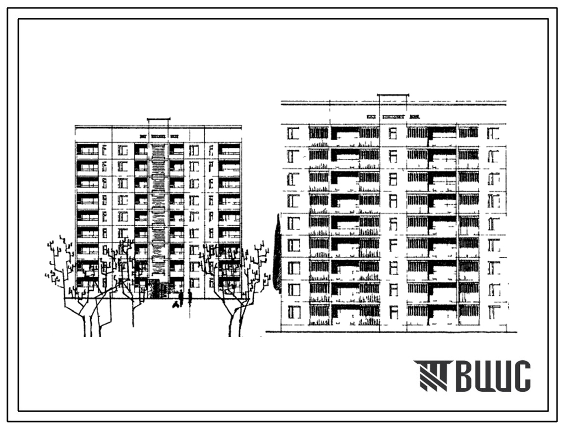 Типовой проект 135-059с 9-этажная 36-квартирная рядовая блок-секция 2Б.1Б.1Б.2Б