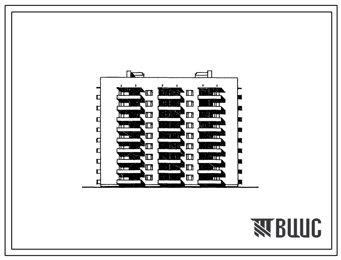 Типовой проект 67-048/1 Девятиэтажная блок-секция для малосемейных торцовая 1Б.2Б.1А.2Б.-2Б.1А.1Б.1Б. на 72 квартиры.