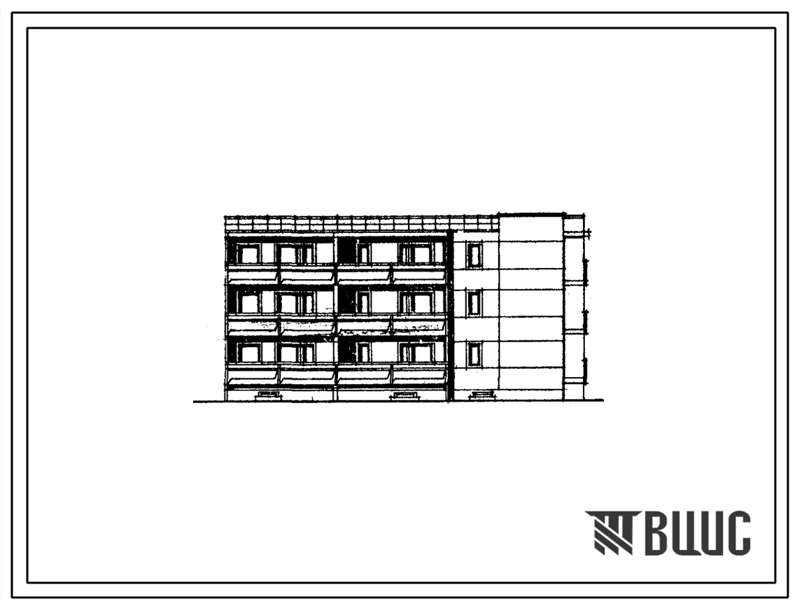 Типовой проект 104-031/1 Трехэтажная блок-секция торцевая на 15 квартир (однокомнатных 1А-12, 1Б-3). Для строительства во 2Б и 2В климатических подрайонах Латвийской ССР