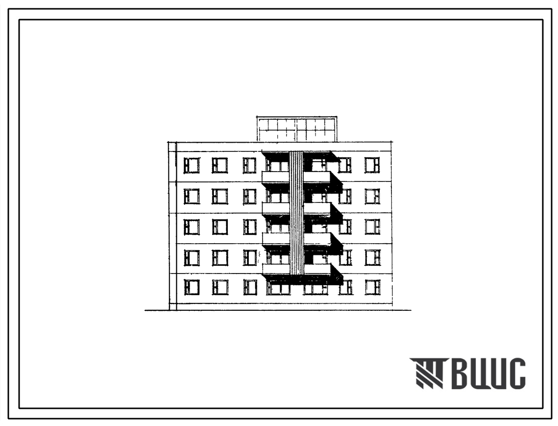 Типовой проект 72-07с/1 Пятиэтажная блок-секция торцевая левая на 19 квартир (двухкомнатных 2А-4, 2Б-4; трехкомнатных 3А-5, 3Б-1; четырехкомнатных 4Б-5). Для строительства в 1А климатическом подрайоне Тувинской АССР сейсмичностью 7 и 8 баллов