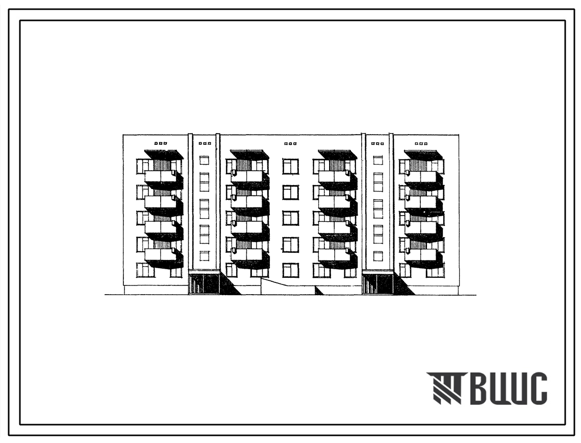 Типовой проект 114-011с/1 Пятиэтажная блок-секция двухсекционная торцевая на 30 квартир (двухкомнатных 2Б-20, трехкомнатных 3Б-5, четырехкомнатных 4Б-5) со стенами из кирпича. Для строительства в районах сейсмичностью 8 баллов