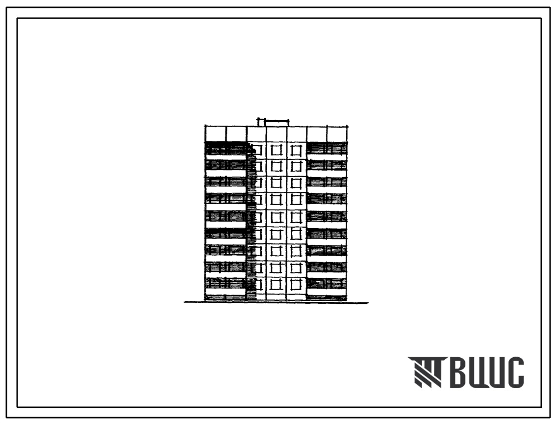 Типовой проект 121-043/1.2 9-этажная 36-квартирная блок-секция 1Б - 2Б - 3Б - 3Б широтной ориентации