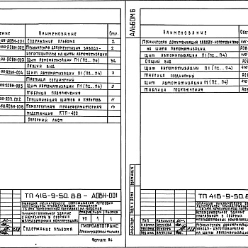 Состав фльбома. Типовой проект 416-9-50.88Альбом 6 Техническая документация для заводов-изготовителей