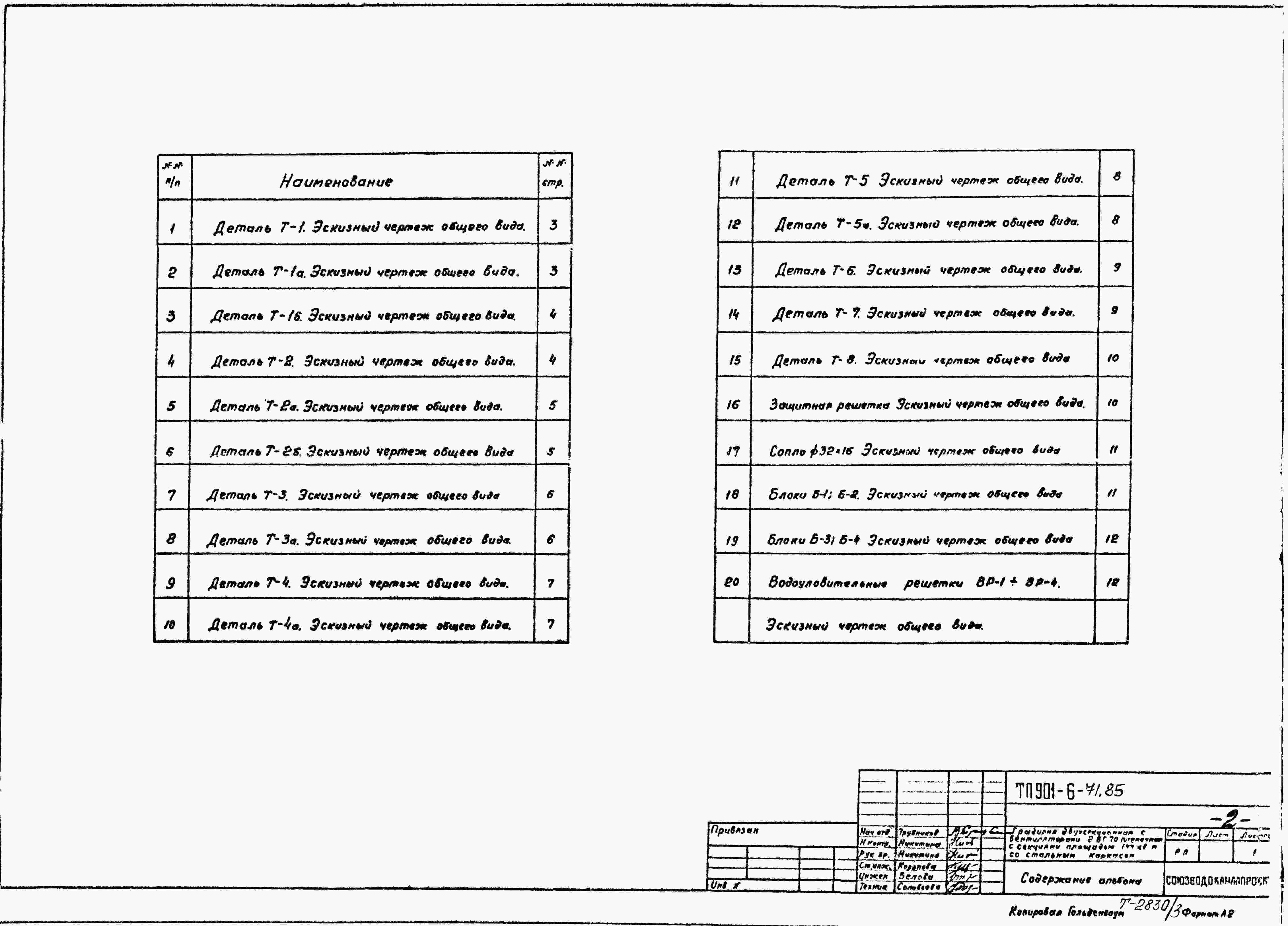 Альбом 3 Эскизные чертежи общих видов нетиповых конструкций (из тп 901-6-71.85)
