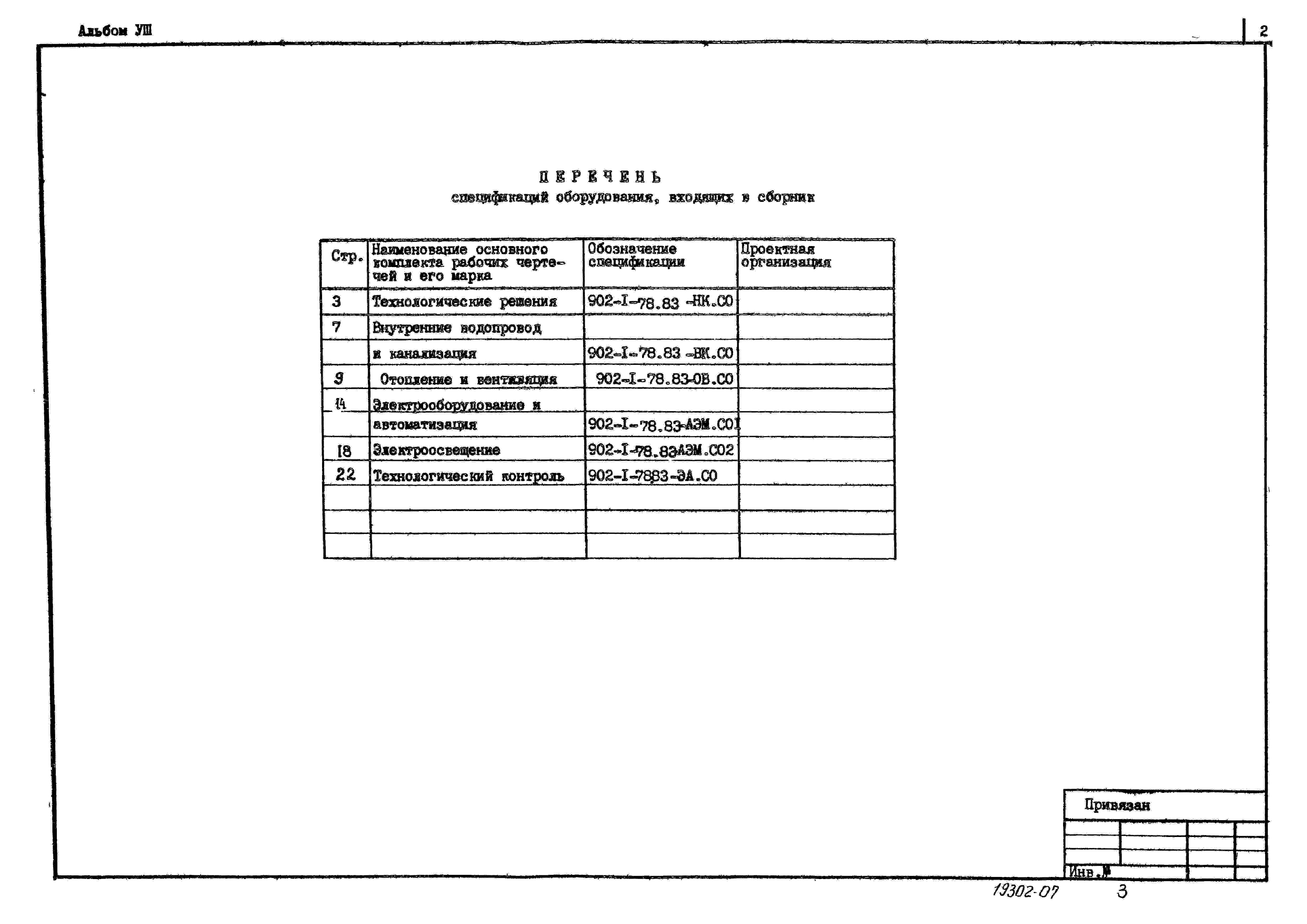 Альбом 7 Спецификации оборудования (из ТП 902-1-78.83)   