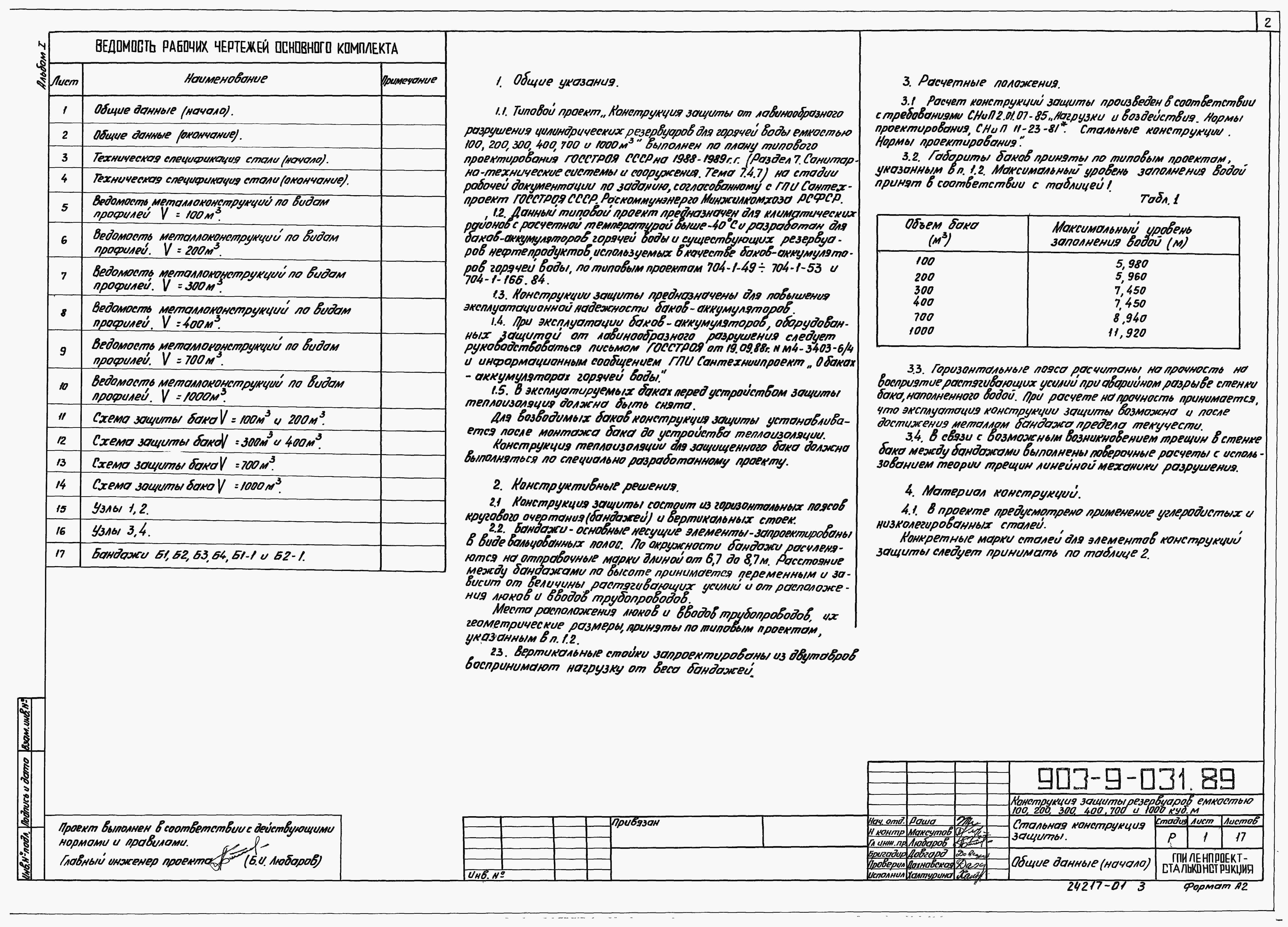 Альбом 1 Стальная конструкция защиты (из ТП 903-9-031.89)    
