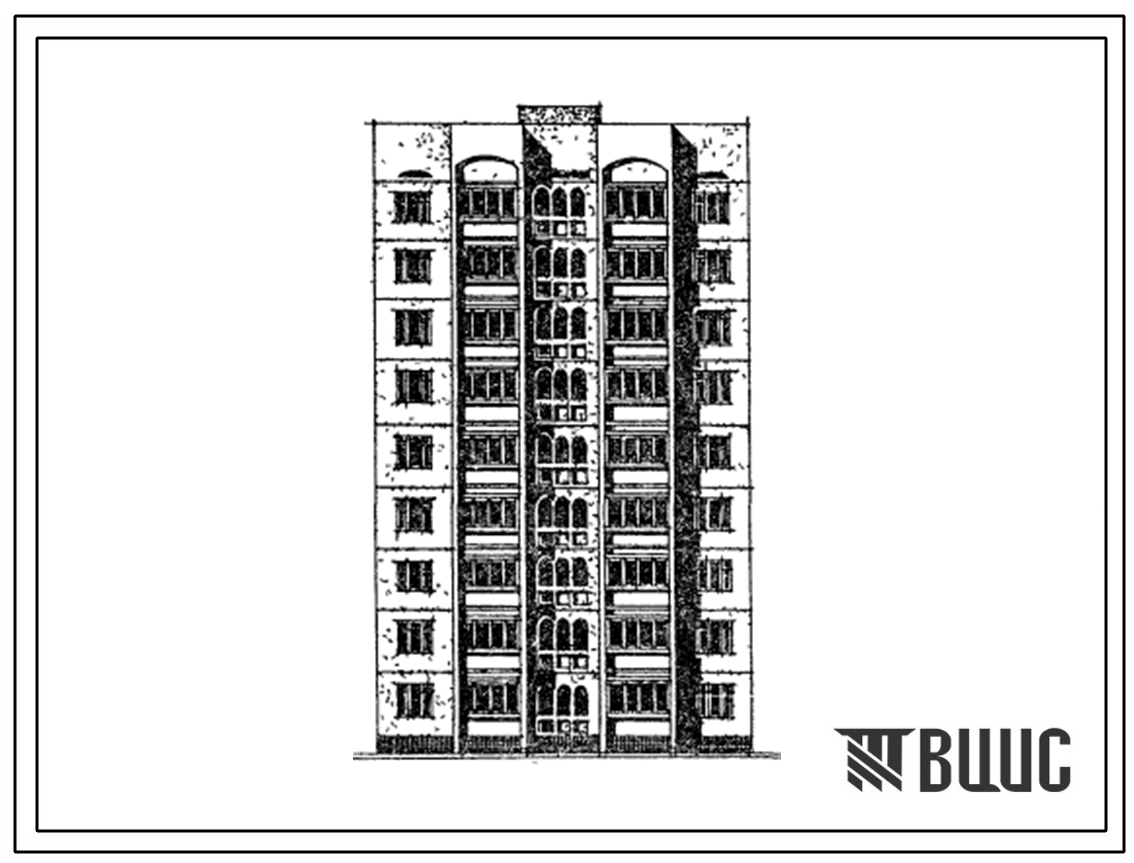 Типовой проект 148-063.13.86 Блок-секция 9-этажная 18-квартирная рядовая 3-3 (шумозащищенная) для строительства в г. Мары