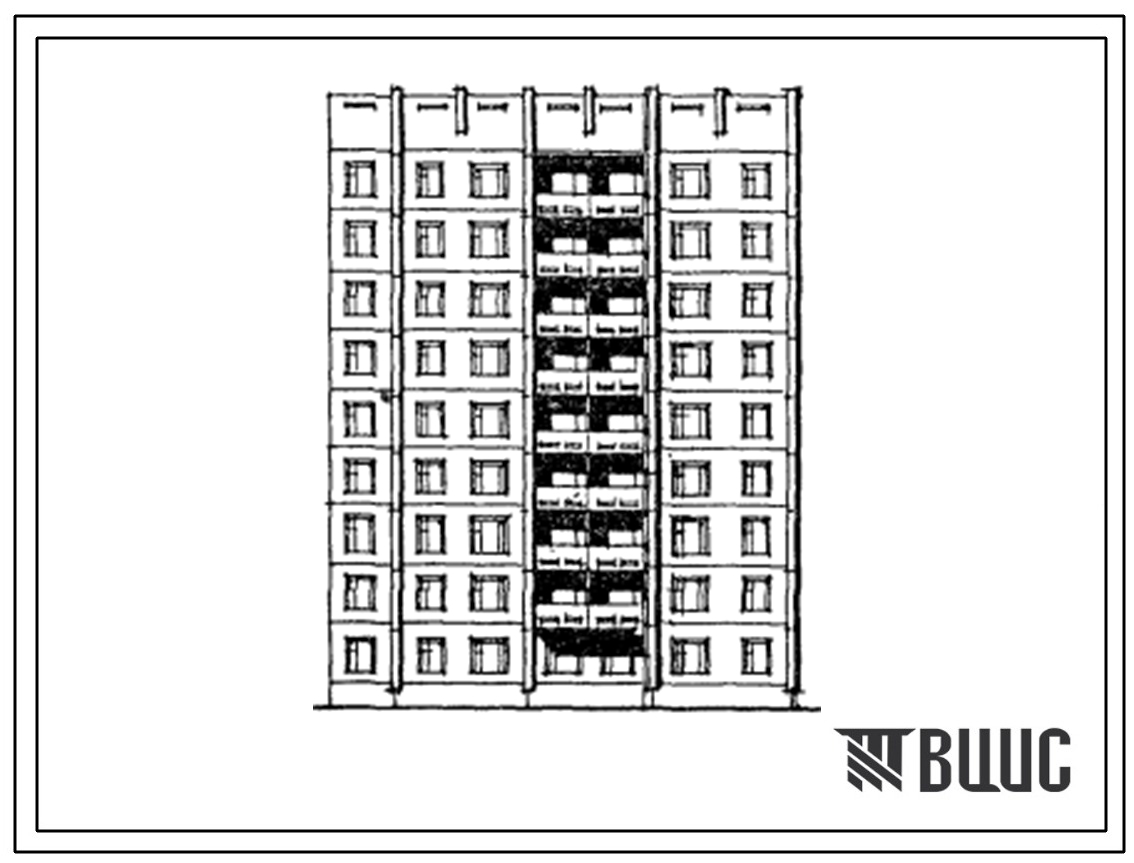 Типовой проект 135-0347.13.87 Блок-секция 9-этажная 36-квартирная торцевая правая 1.2.3.3. Для Коми АССР.