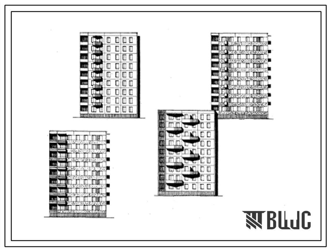Типовой проект 75-09 Девятиэтажная блок-секция торцевая правая на 27 квартир (двухкомнатных 2Б-9, трехкомнатных 3Б-9, пятикомнатных 5Б-9). Для строительства в 1В, 2Б, 2В, 2Г, 3А и 3В климатических подрайонах.