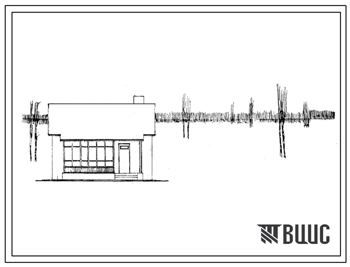 Типовой проект 184-14-7/68 Одноэтажный одноквартирный двухкомнатный дом со стенами из кирпича или шлакобетонных камней и деревянными деталями заводского изготовления. Для строительства во 2 и 3 строительно-климатических зонах.