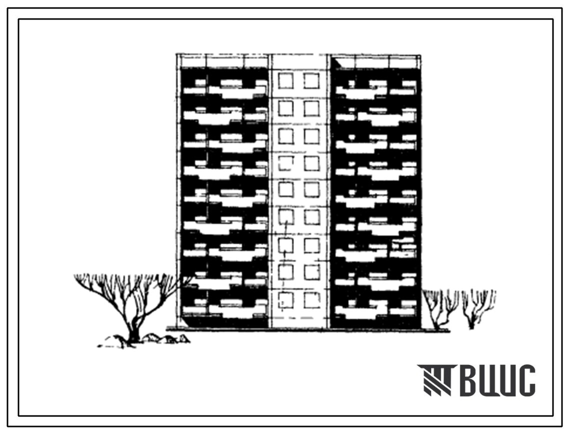 Типовой проект 92-023с/1 Блок-секция 9-этажная 36-квартирная, рядовая (с торцовыми окончаниями) 2Б.2Б.3Б.3Б