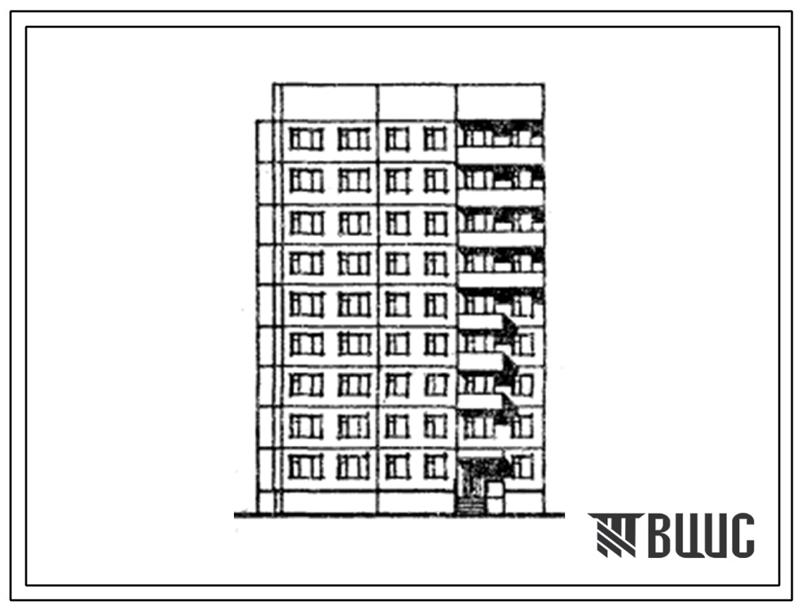 Типовой проект 185-07.13.86 Блок-секция 9-этажная 35-квартирная торцевая левая 1-1-2-2. Для строительства в г.Северодвинске.