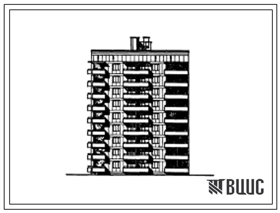 Типовой проект 67-037/1 Девятиэтажная блок-секция торцевая левая на 36 квартир (двухкомнатных 2Б-27, трехкомнатных 3Б-9).  Для строительства в 3 климатическом районе